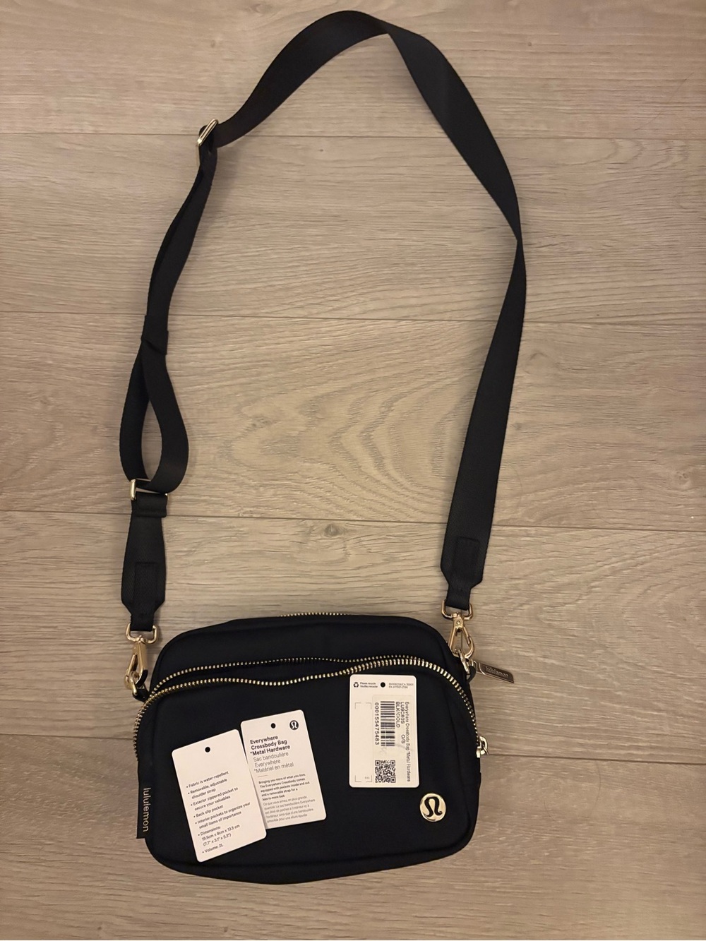 lululemon Black Crossbody Bag with Gold Hardware